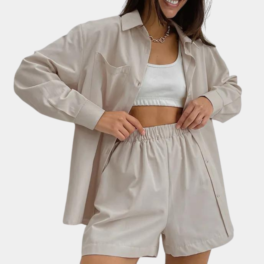 2-delige dames lounge set - stijlvolle top en shorts combinatie
