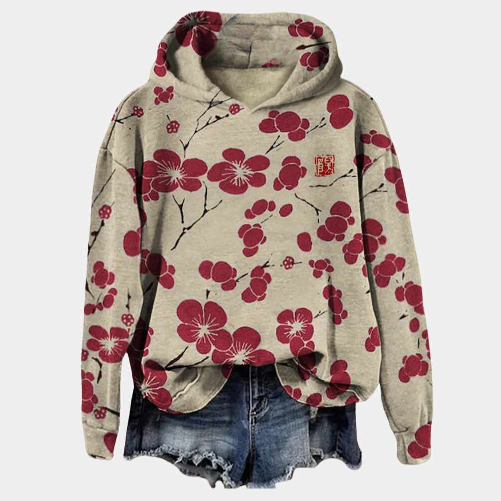 Hoodie met bloemenprint - gezellige casual top voor dames