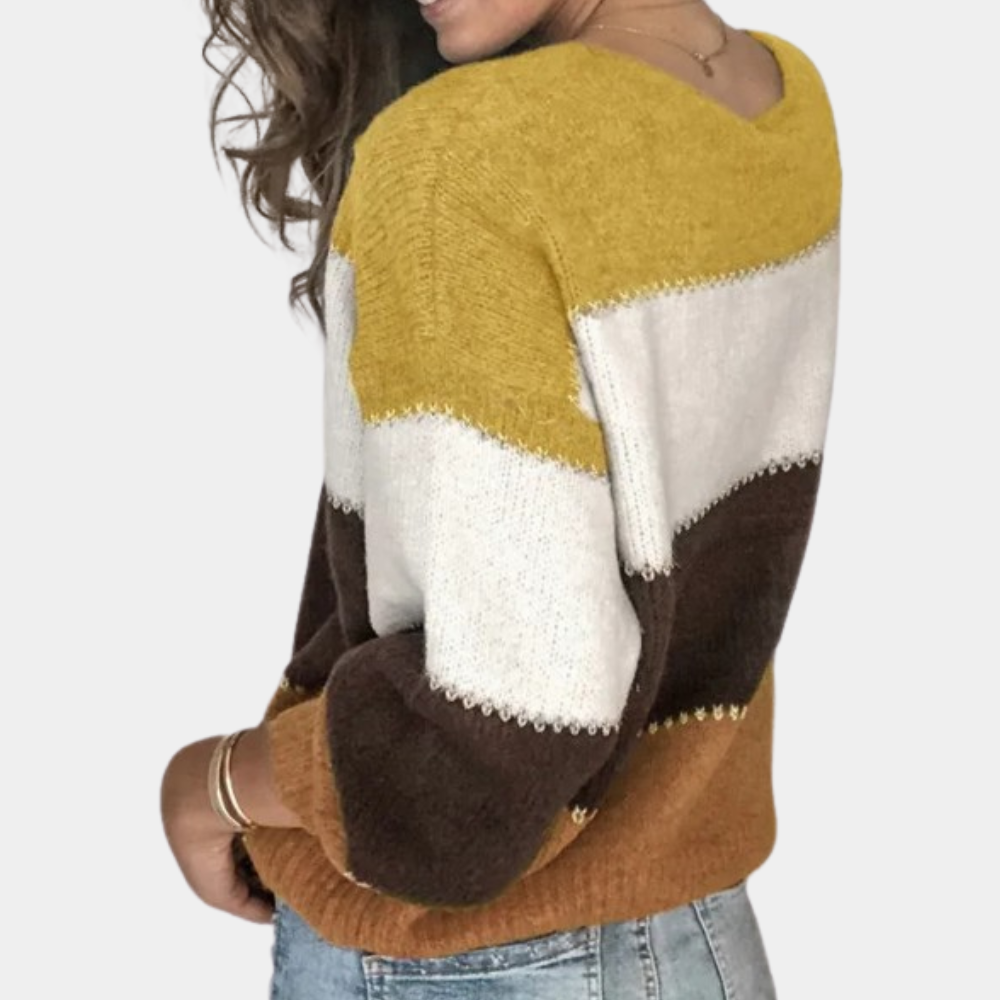 Gestreepte trui - stijlvolle damestrui met chique color block ontwerp