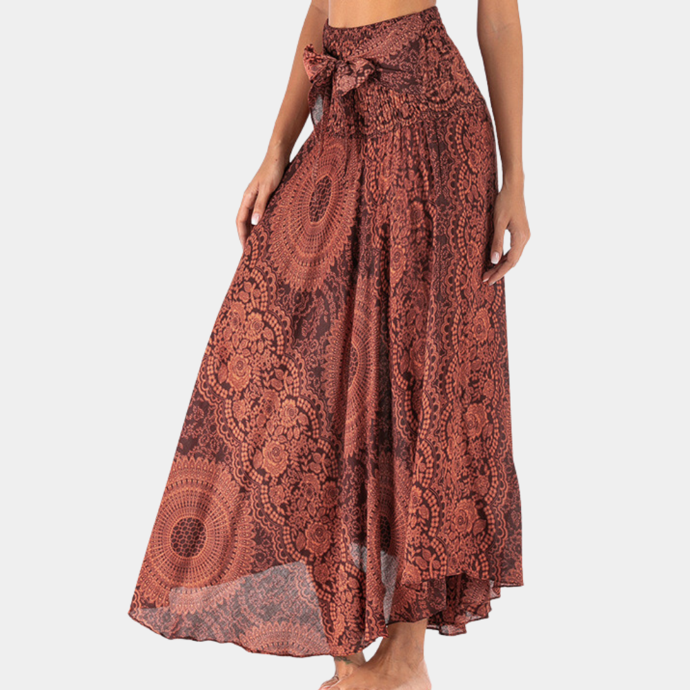 Bohemian maxi rok - lange rok met strik taille voor een moeiteloze stijl