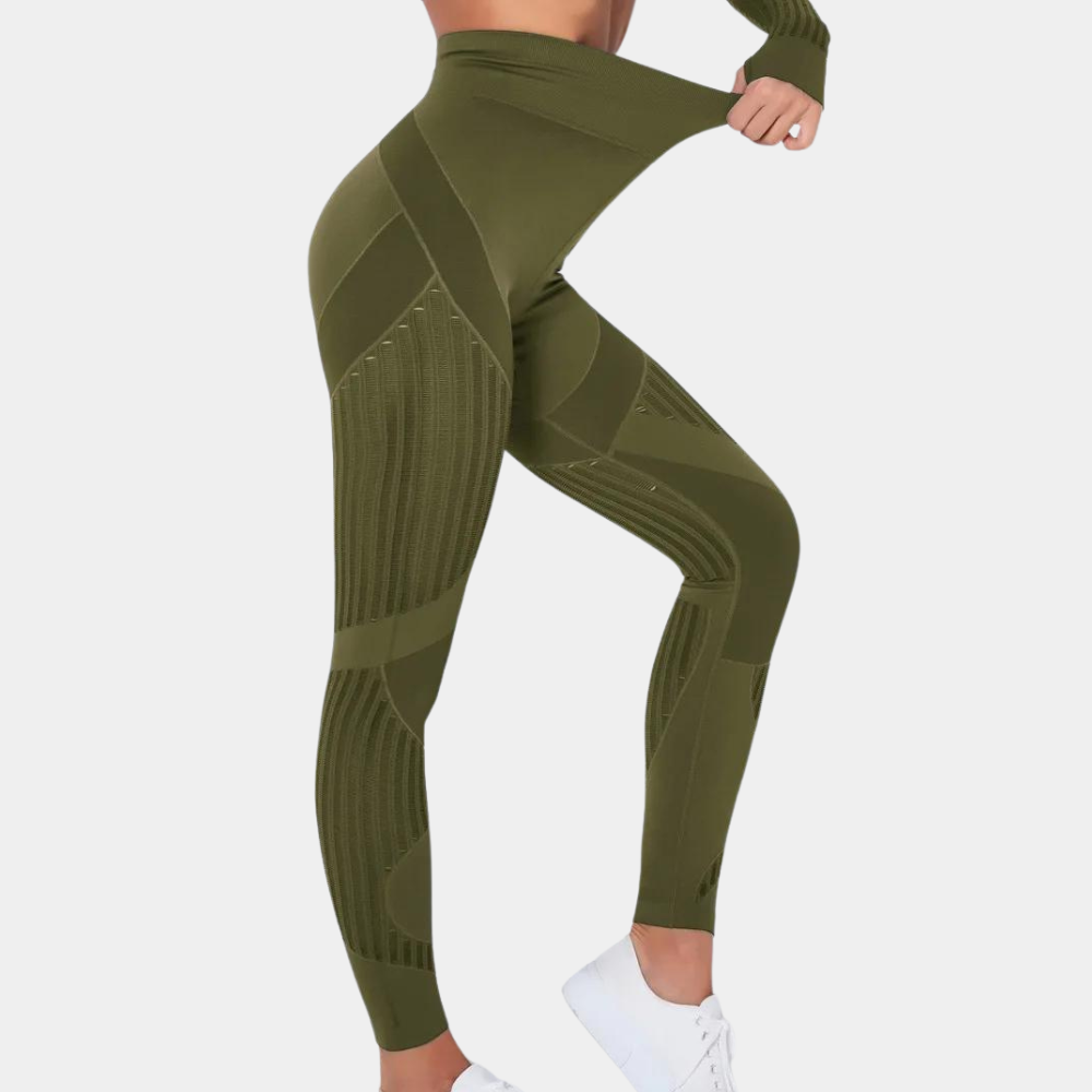Hoge taille leggings - stijlvolle dames sportmode met mesh details