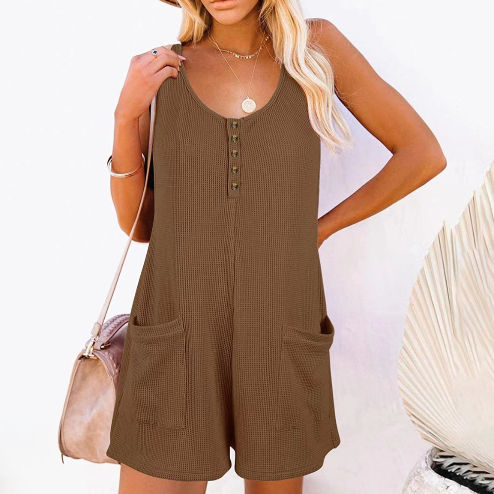 Dames relaxed fit mouwloze jumpsuit - veelzijdige luchtige playsuit voor alle dagen