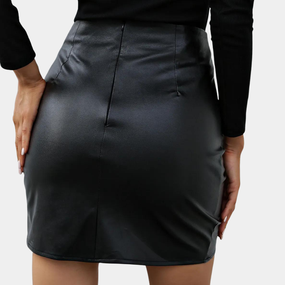 Dames leren mini rok met chique ruches - veelzijdige faux leren rok voor casual outfits