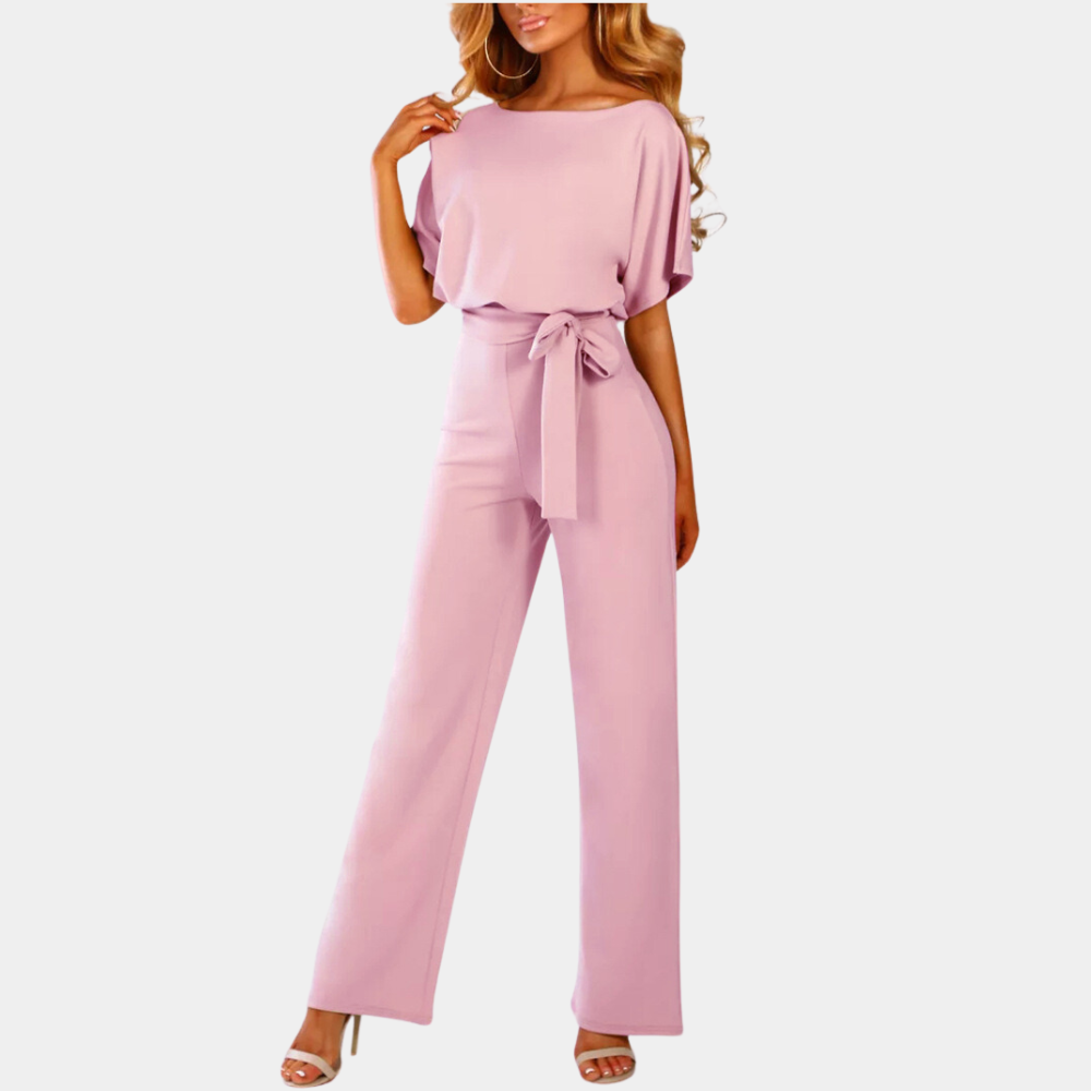Jumpsuit - stijlvolle dames met wijde pijpen en riem