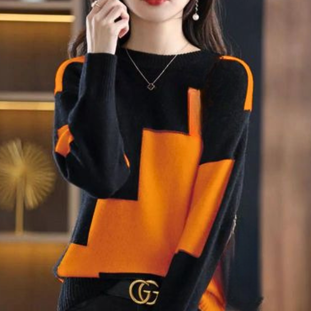 Gebreide trui - elegante damestrui met geometrisch patroon