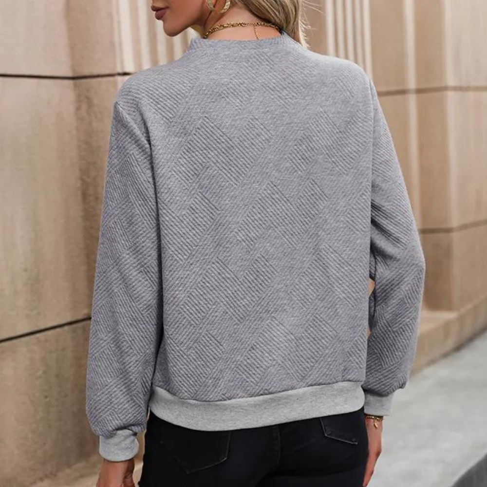Dames textuur pullover - stijlvolle top met knoopdetails