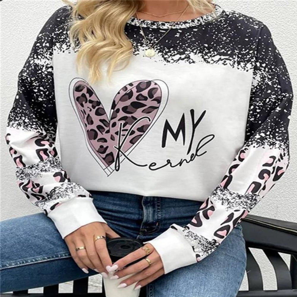 Denimprint sweatshirt - trendy casual top voor dames