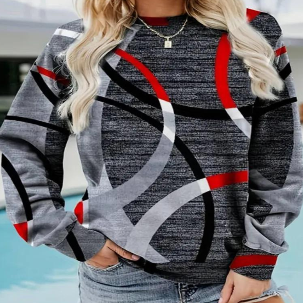 Denimprint sweatshirt - trendy casual top voor dames