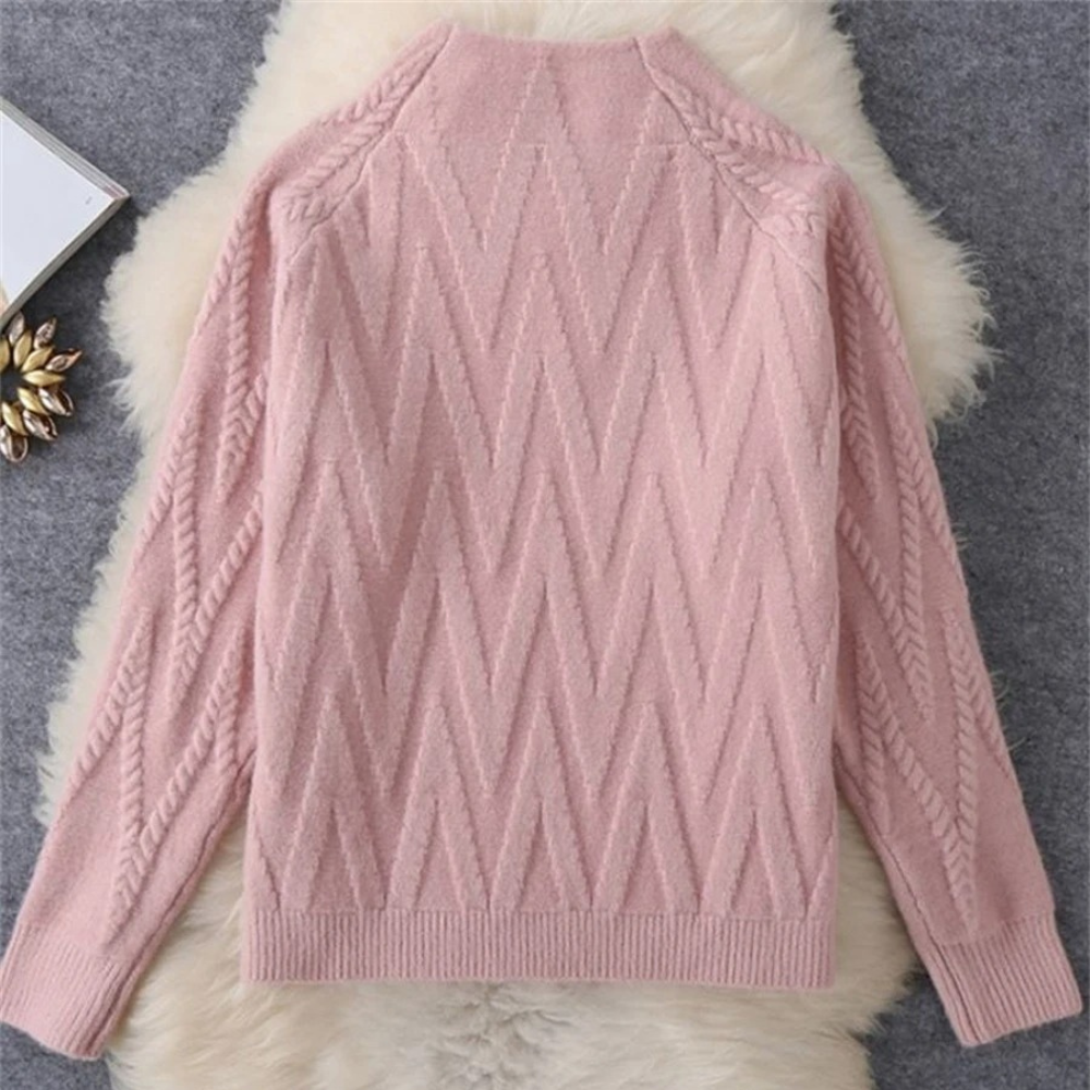 2-delige gebreide set - stijlvolle dames textuurtrui en broek