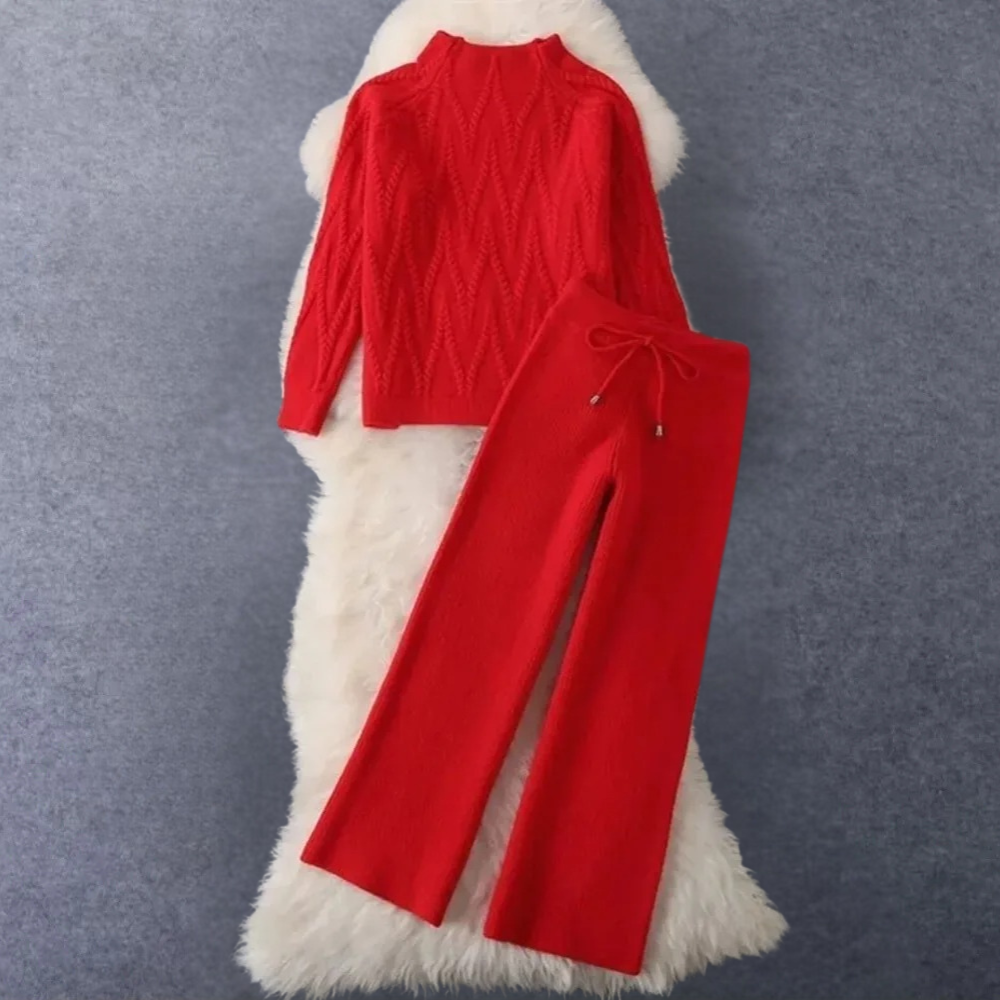 2-delige gebreide lounge set - stijlvolle damestrui en broek combinatie