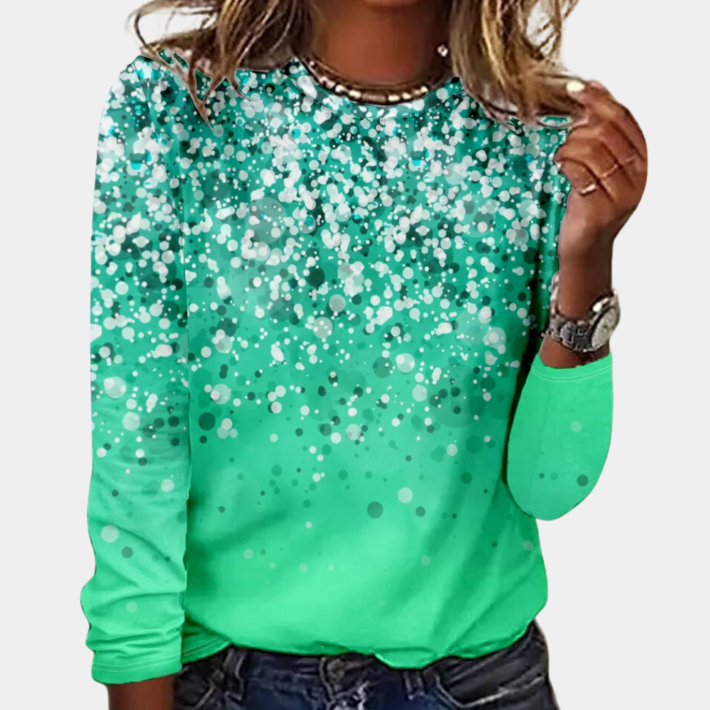 Sprankelende lange mouw sweatshirt - stijlvolle dames top met glitterdetails
