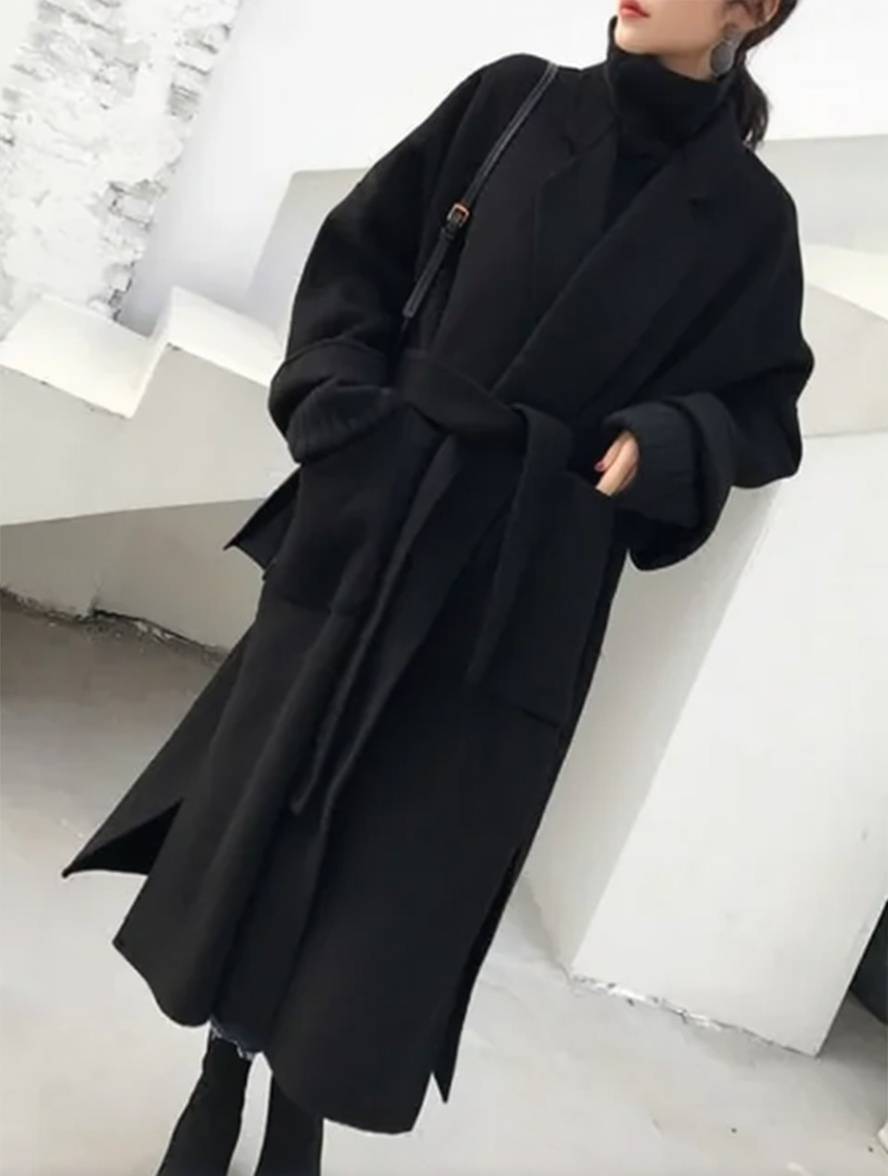 Oversized wolmix jas - verfijnde lange damesouterwear