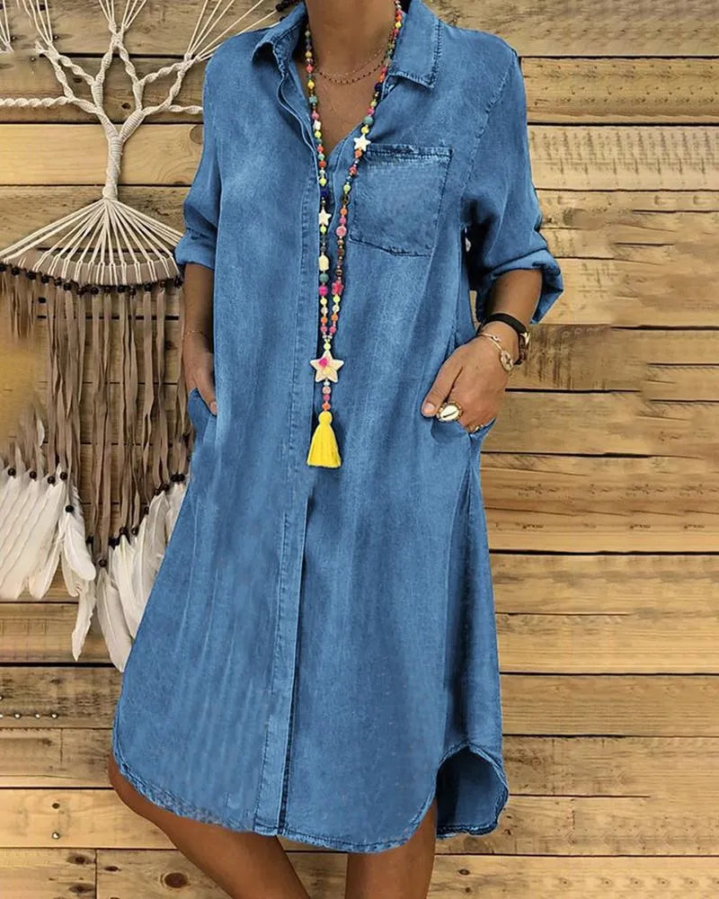 Dames-shirtjurk in relaxte denimstijl - kortom een casual outfit voor elke dag