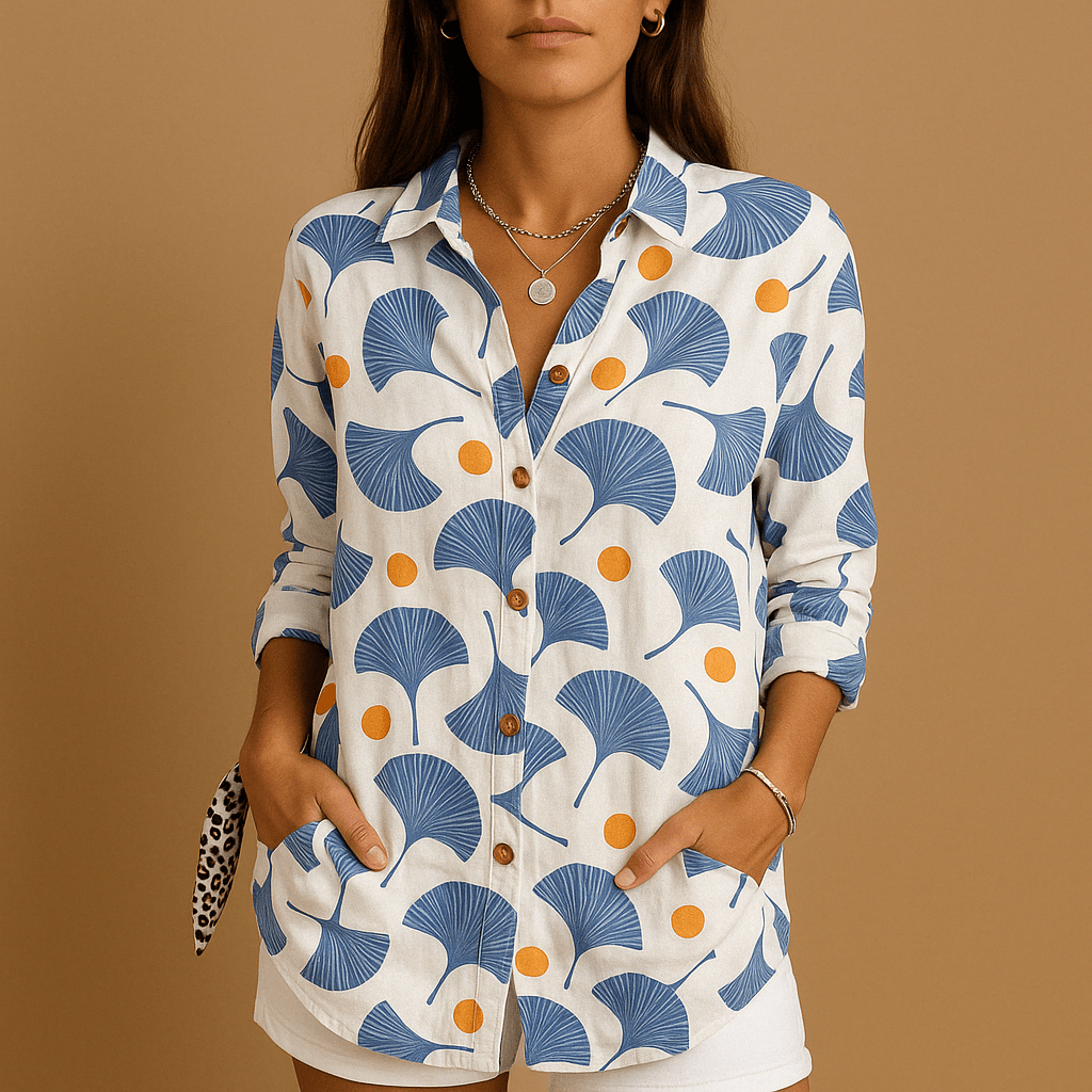Dames bloemenblouse met lange mouwen voor casual zomerdagen - lichte katoenen blouse voor elke dag