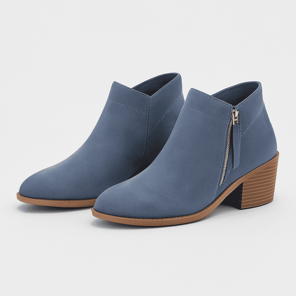 Dames suede enkellaarsjes met dubbele rits - trendy chunky laarsjes voor casual en chique gelegenheden