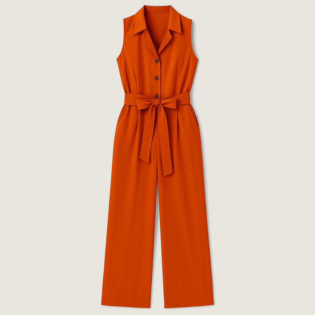 Dames jumpsuit met elegante wijde pijpen - oranje casual look voor elke gelegenheid