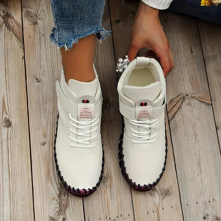 Dames buitenschoenen - gezellige leren enkellaarsjes