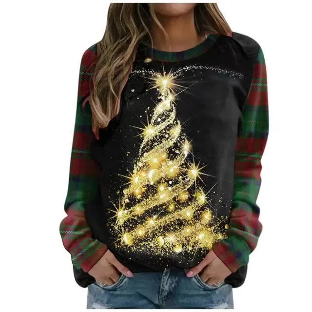 Kerstboom sweatshirt - feestelijke dames trui