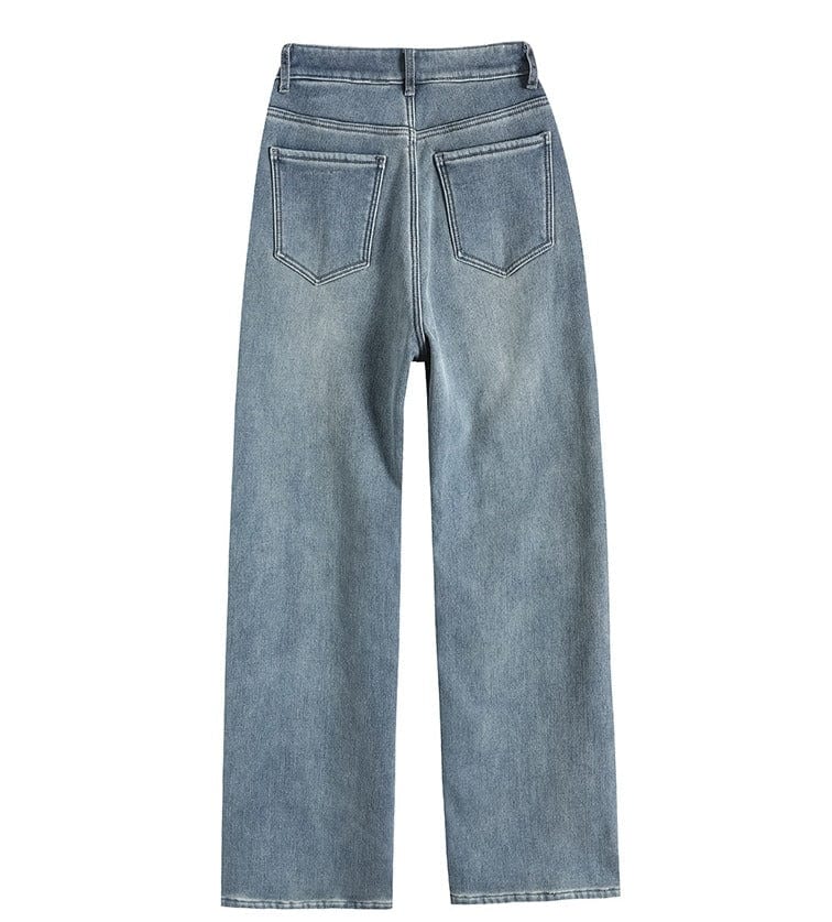 Dames relaxed wide leg jeans - stijlvolle vintage denim lichte blauw casual wear - hoge taille everyday broeken