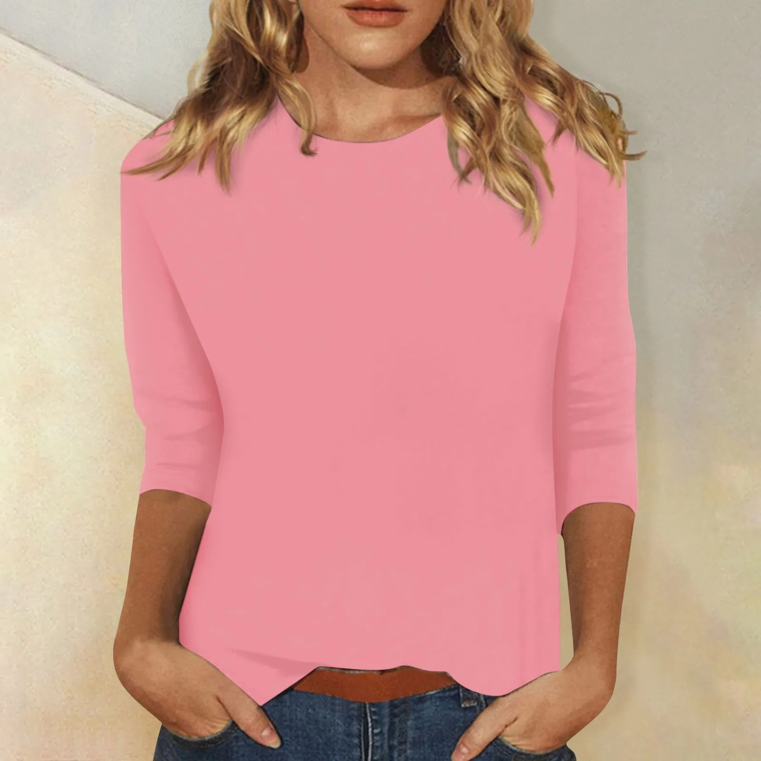 Dames casual t-shirt zachte jersey blouse voor dagelijks gebruik - lange mouwen, relaxed fit