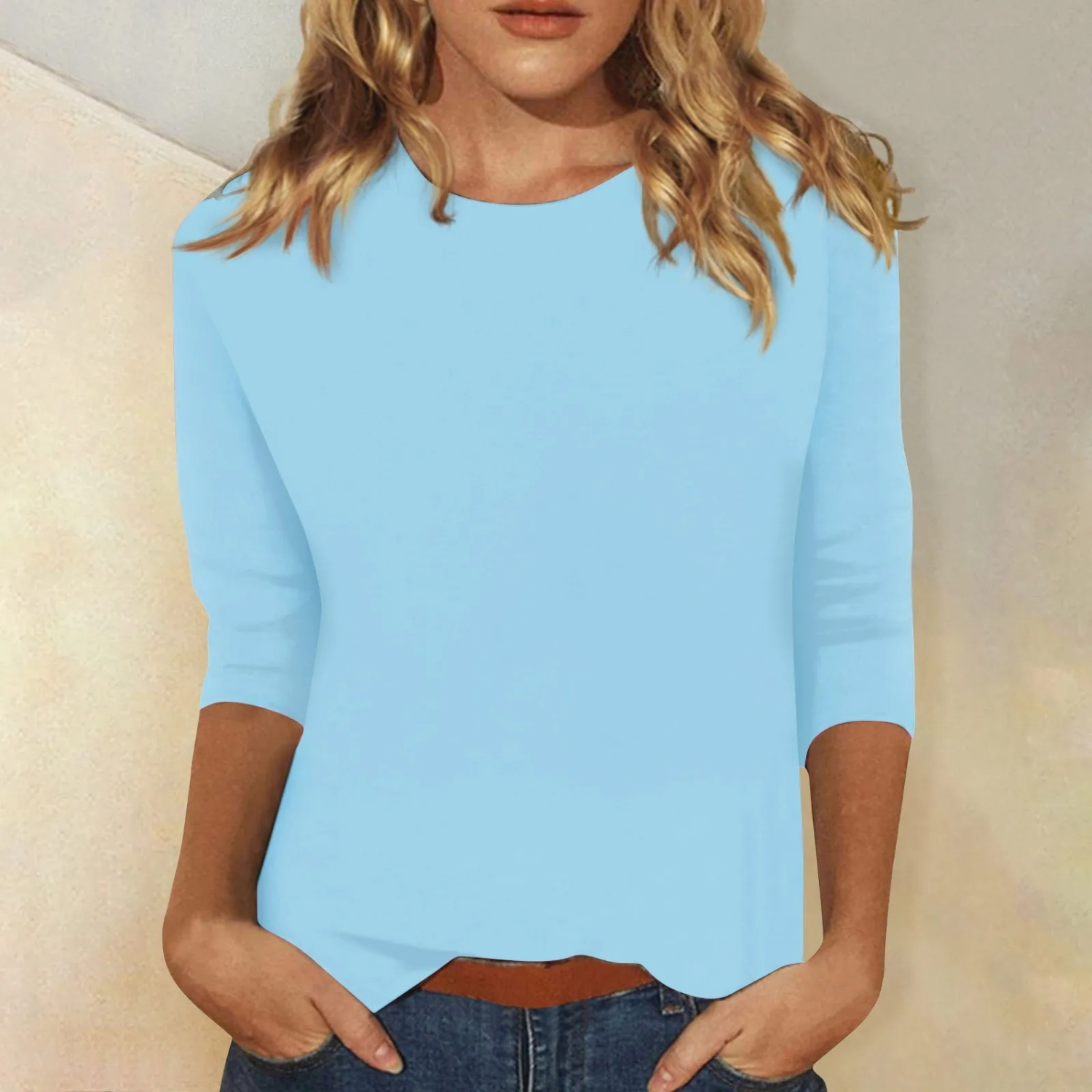 Dames casual t-shirt zachte jersey blouse voor dagelijks gebruik - lange mouwen, relaxed fit