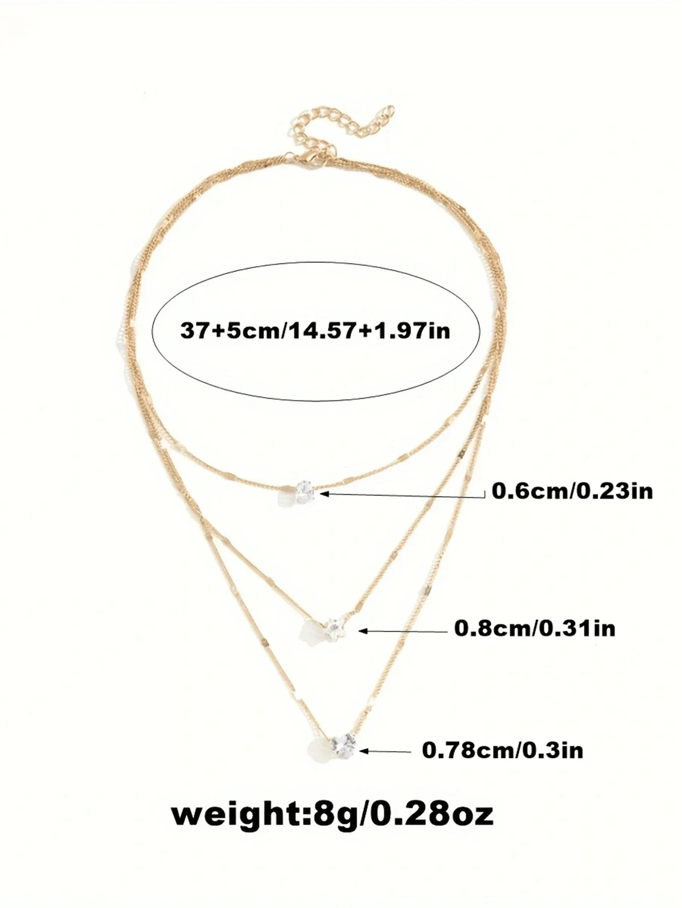 3-delige kettingset met kristalbedels - elegante gouden dames sieraden