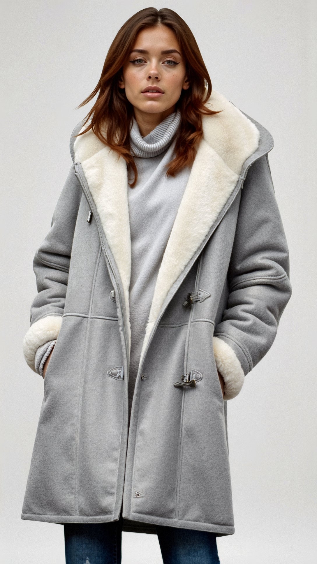 Wollen blend capuchoncoat - stijlvolle warme damesouterwear