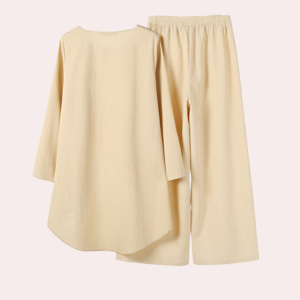 2-delige dames loungewear set - trendy top en wijde broek