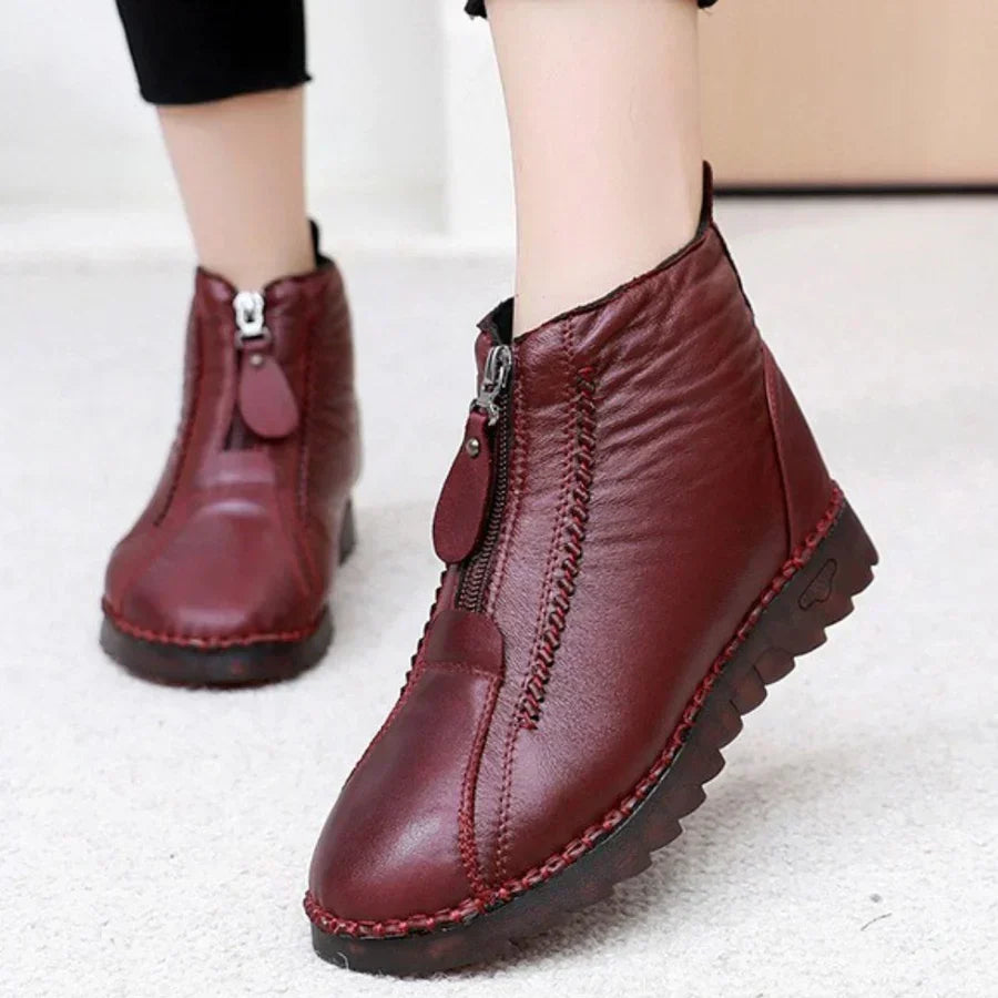 Leren enkellaarsjes - stijlvolle dames met rits