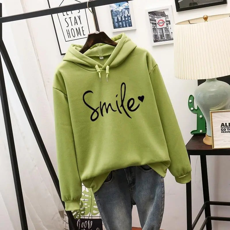 Hoodie met smileyprint - dames sweatshirt met capuchon - Bakkermode.nl