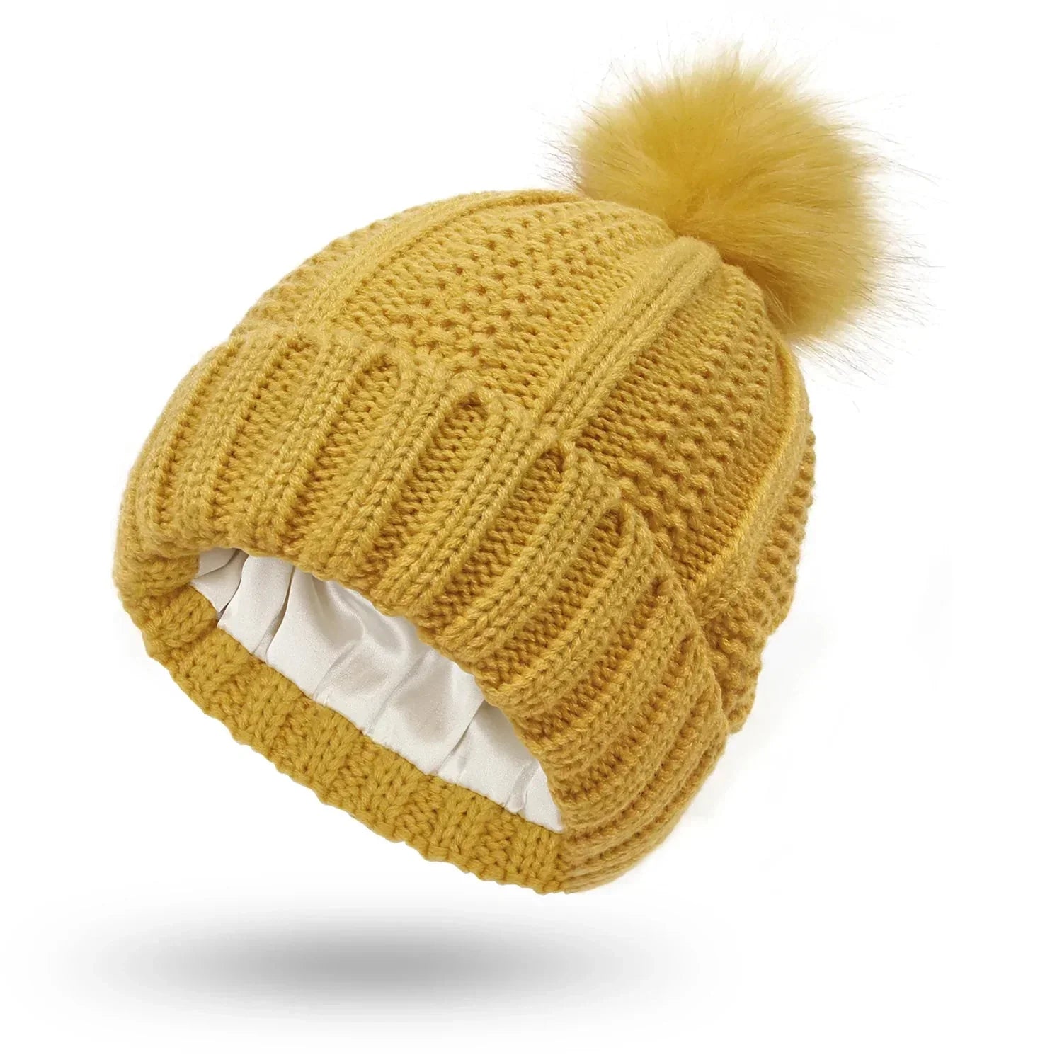Gebreide beanie muts - dames wintermuts met nepbont pompon - Bakkermode.nl
