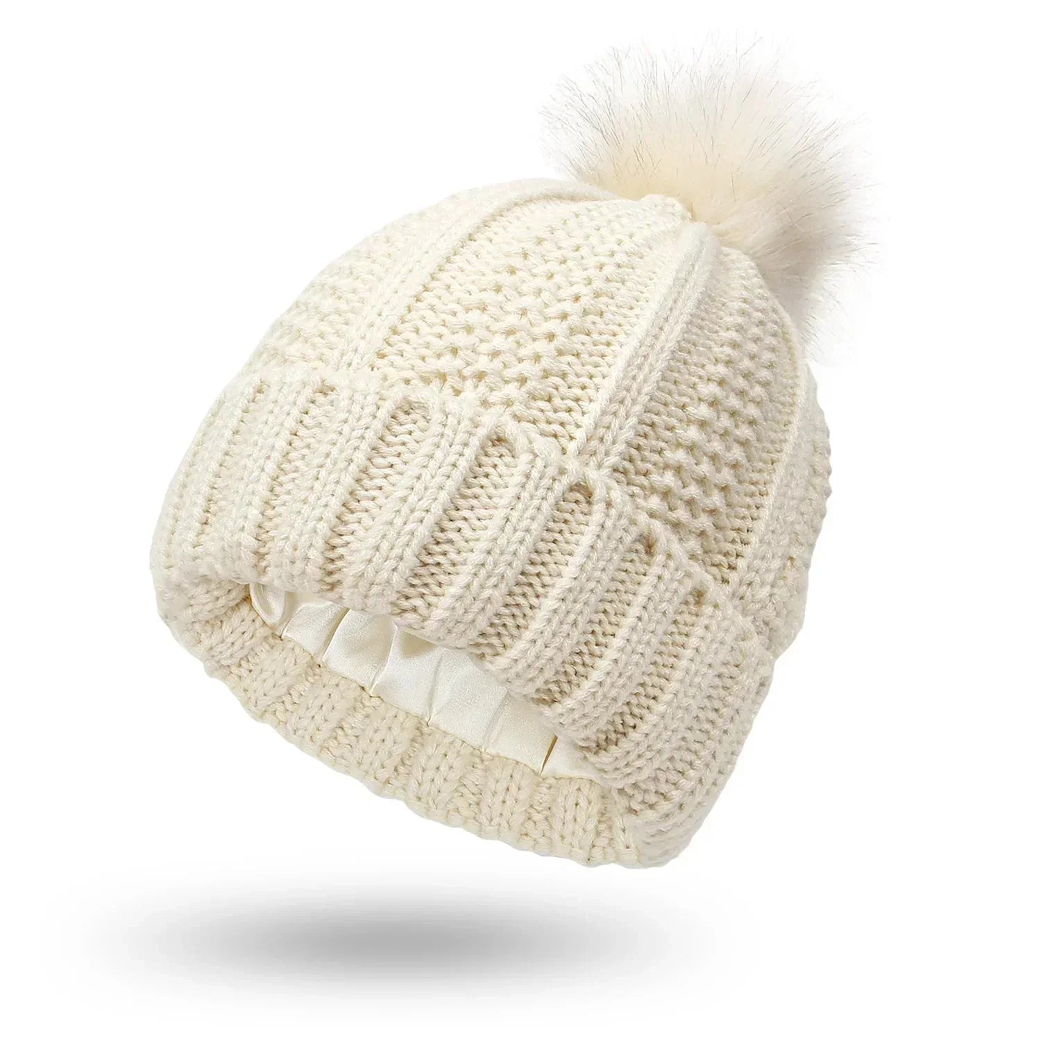Gebreide beanie muts - dames wintermuts met nepbont pompon - Bakkermode.nl
