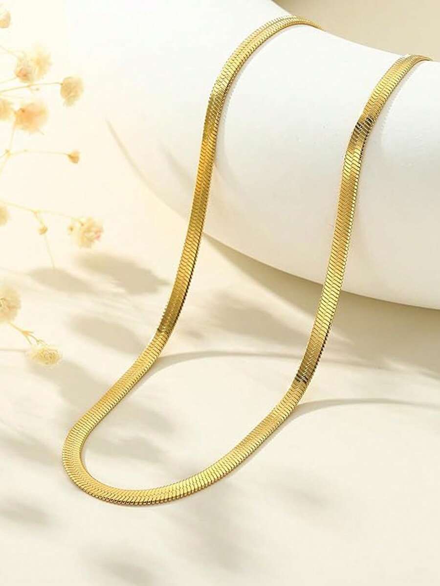 Gouden herringbone ketting - elegante damesaccessoire