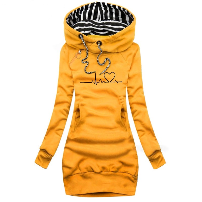 Hooded pullover jurk - stijlvolle dames winter hoodie jurk - Bakkermode.nl