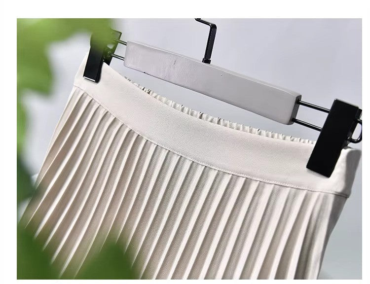 Geplisseerde midi rok - chique hoge taille damesrok