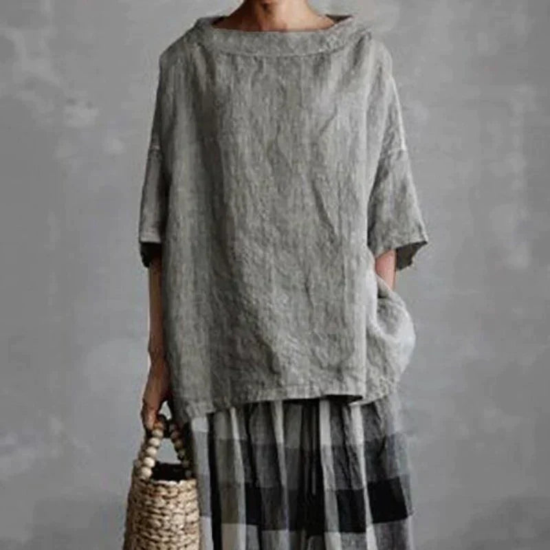 Dames luchtige linnen blouse - gezellige everyday top voor vrouwen