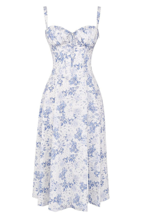 Dames bloemen midi jurk - tailored silhouet voor zomer tuinfeesten
