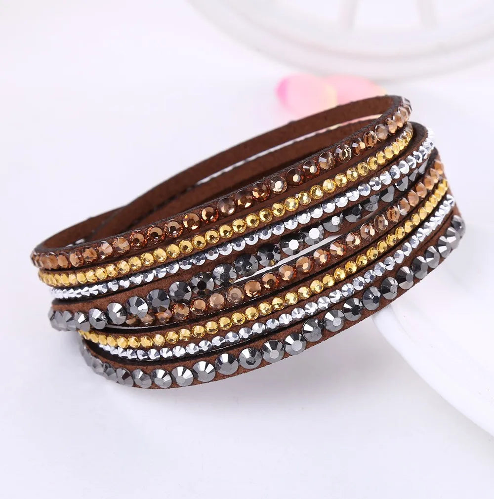 Rhinestone wikkelarmband - meerlagig damesaccessoire - Bakkermode.nl