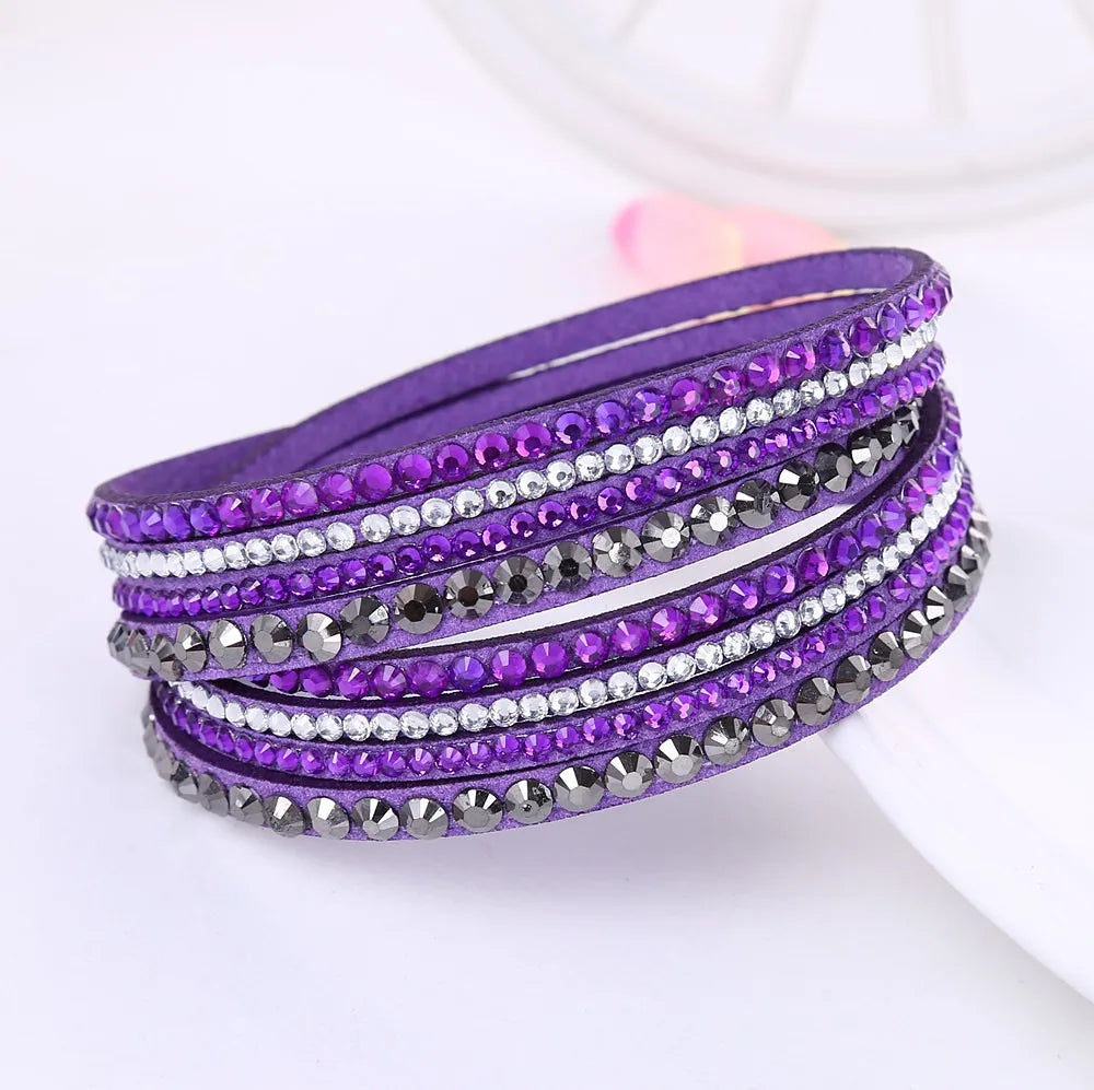 Rhinestone wikkelarmband - meerlagig damesaccessoire - Bakkermode.nl
