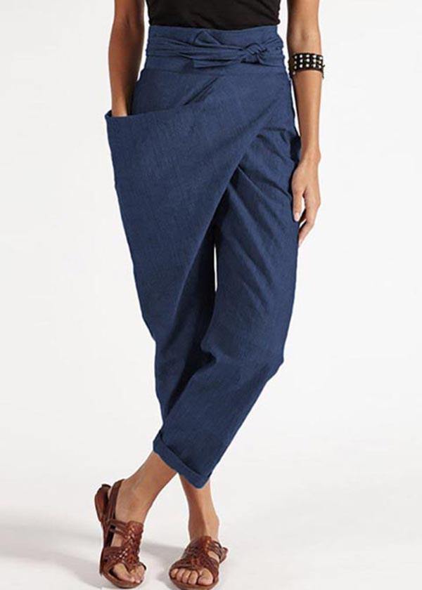 Damesbroek asymmetrische hoge taille katoen harem pants - trendy casual mode voor moderne vrouwen