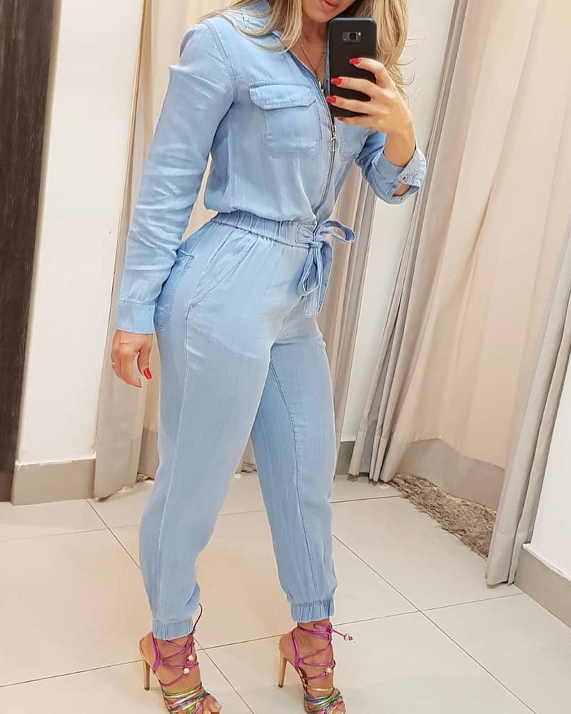 Dames jumpsuit - trendy zip-up één stuk outfit