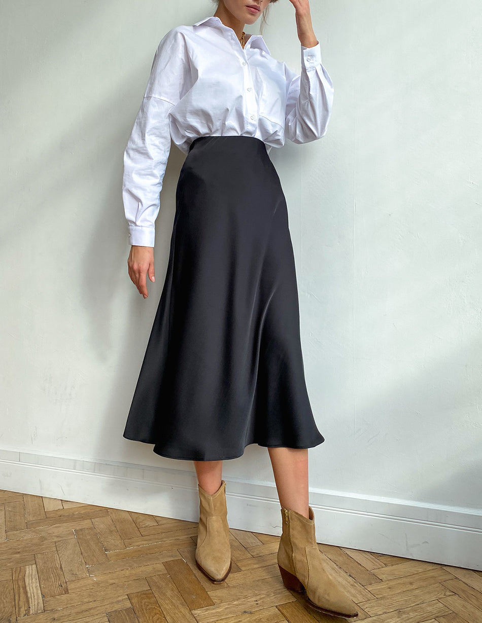 Vrouwen midi satin rok - luxueuze casual en formele outfit voor elke gelegenheid
