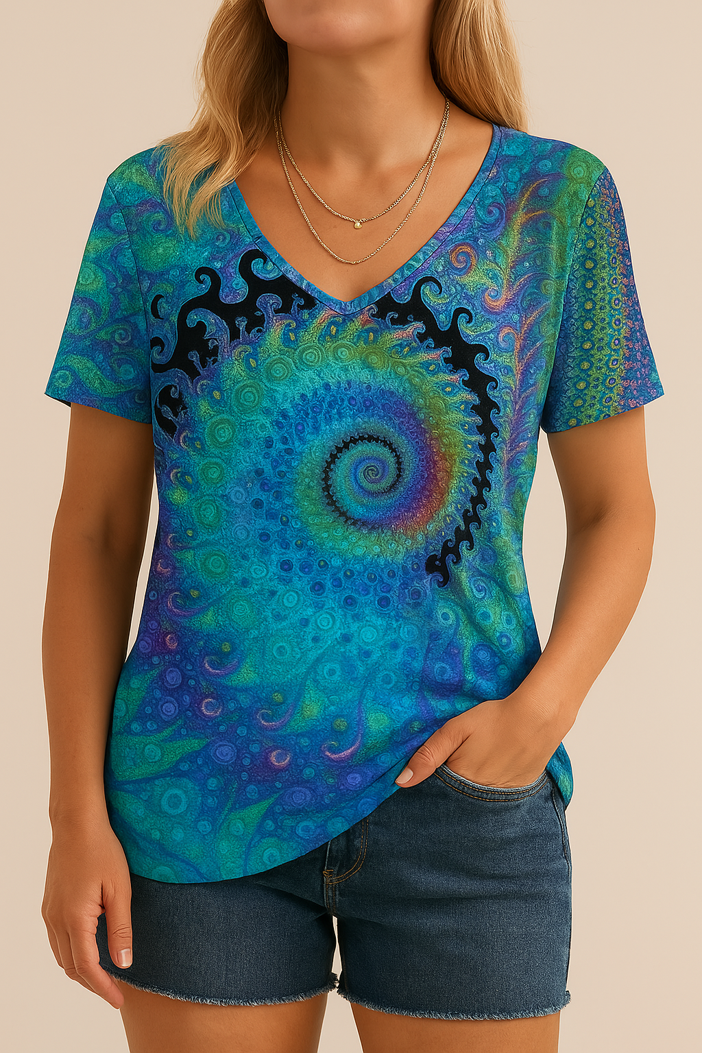 Dames t-shirt met ontspannen pasvorm - modieuze v-hals casual top voor dagelijks gebruik