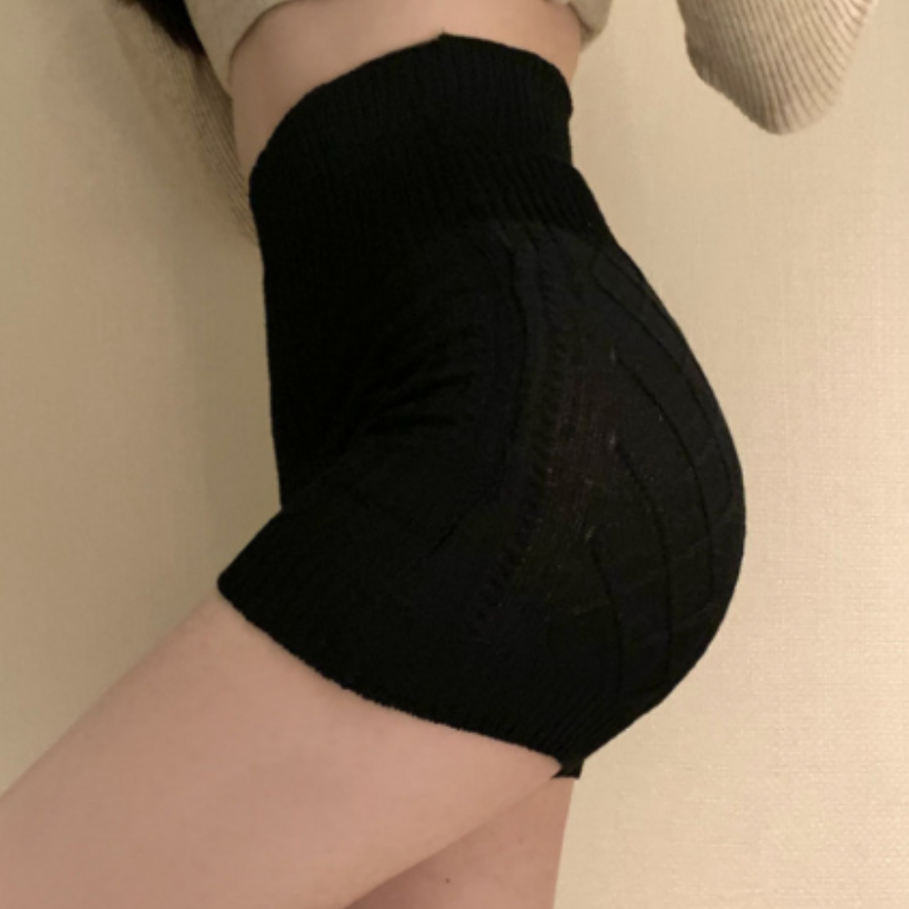 Geribde hoge taille shorts - elegante gebreide shorts voor vrouwen