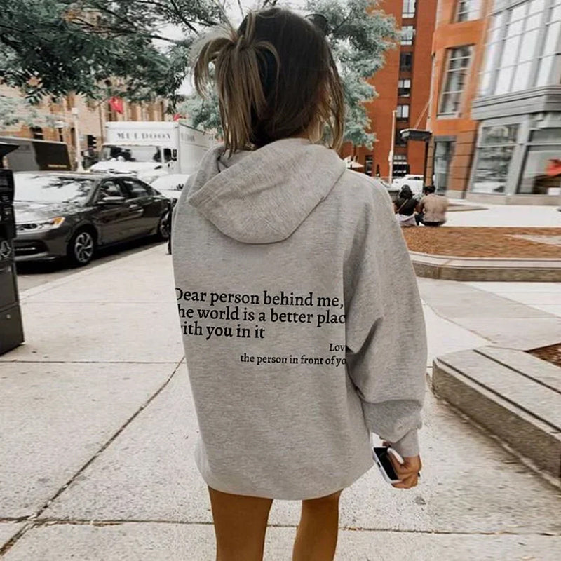 Dames oversized hoodie met inspirerende quote - casual dagelijkse outfit voor relaxte dagen
