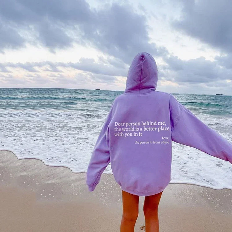 Dames oversized hoodie met inspirerende quote - casual dagelijkse outfit voor relaxte dagen