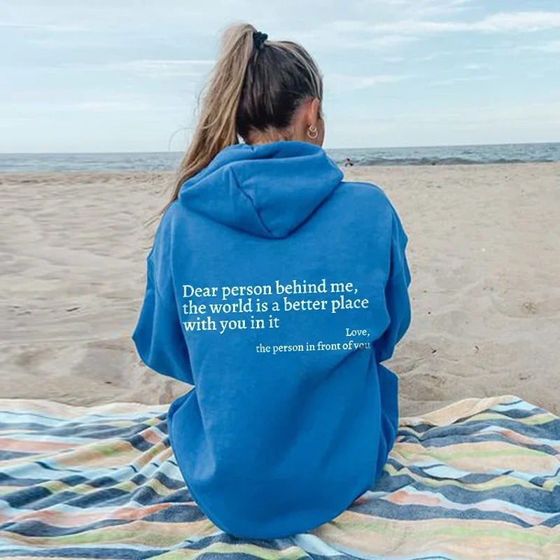 Dames oversized hoodie met inspirerende quote - casual dagelijkse outfit voor relaxte dagen