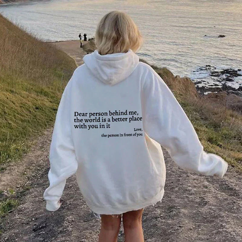 Dames oversized hoodie met inspirerende quote - casual dagelijkse outfit voor relaxte dagen
