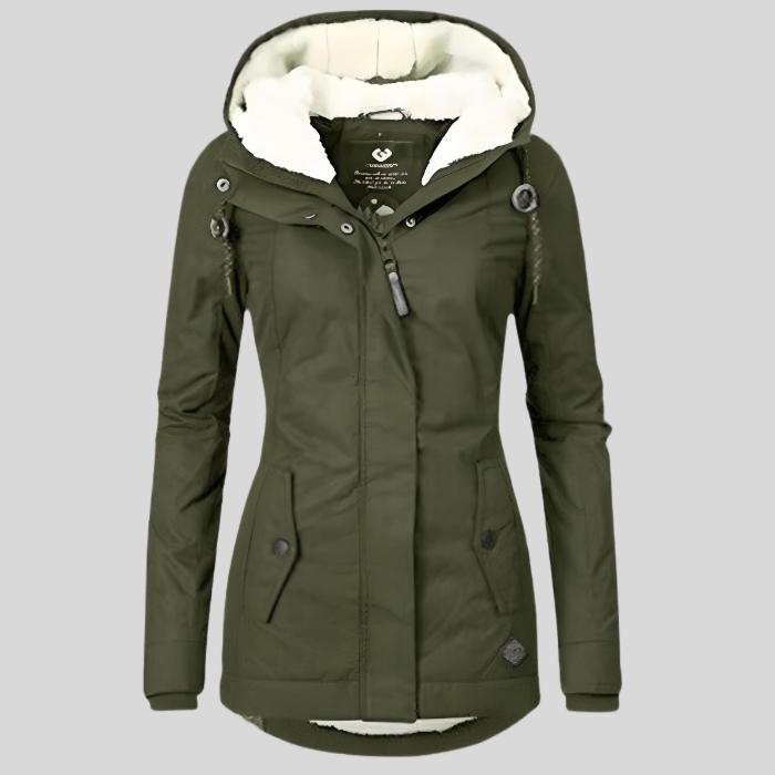 Waterdichte winterjas met capuchon - fleece-voering damesjas