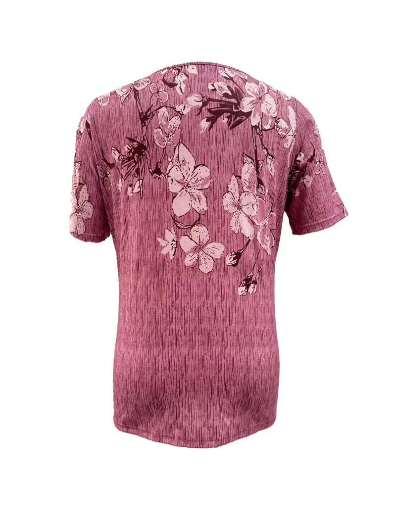 Heren t-shirt met bloemenprint - casual dagelijkse look - lichtgewicht korte mouwen tee voor moeiteloze styling